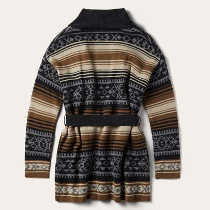 Brown Serape Belted Cardigan Brown