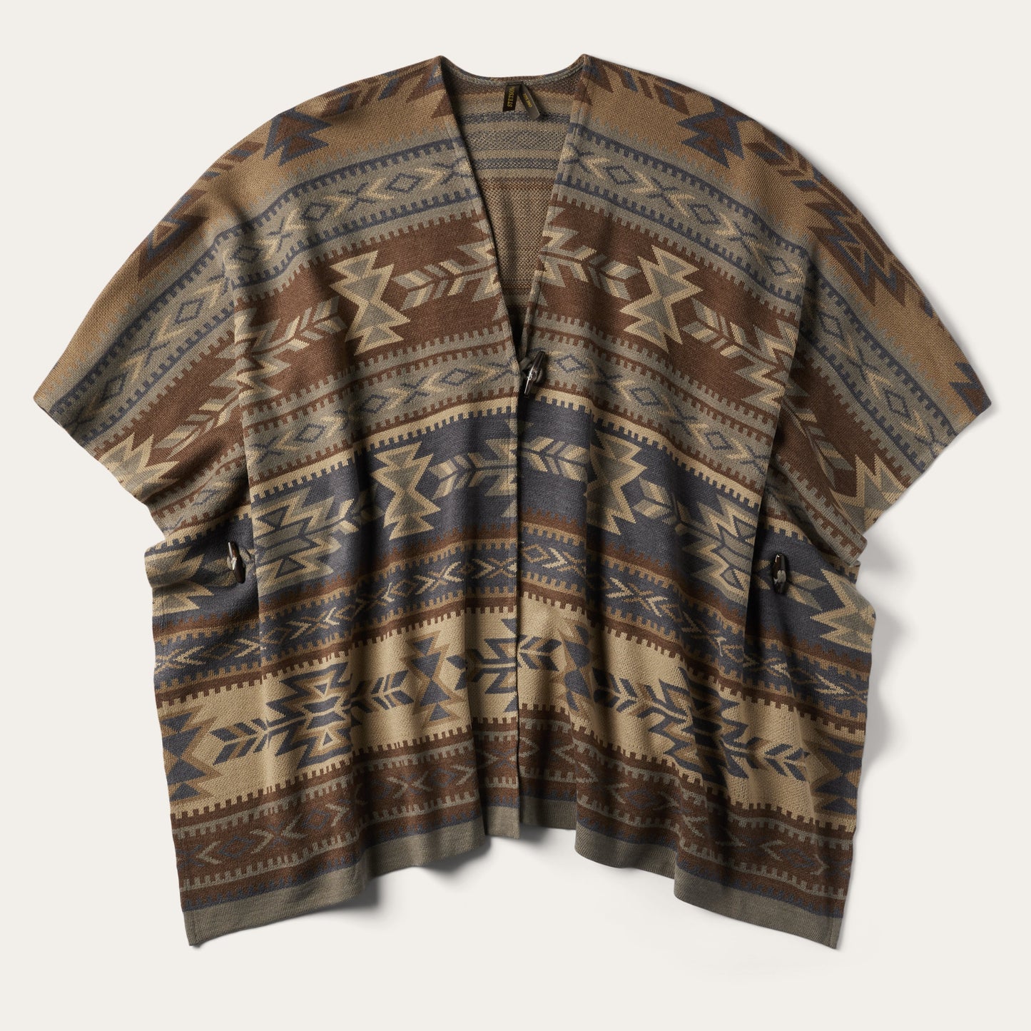Aztec Print Sweater Poncho Multi