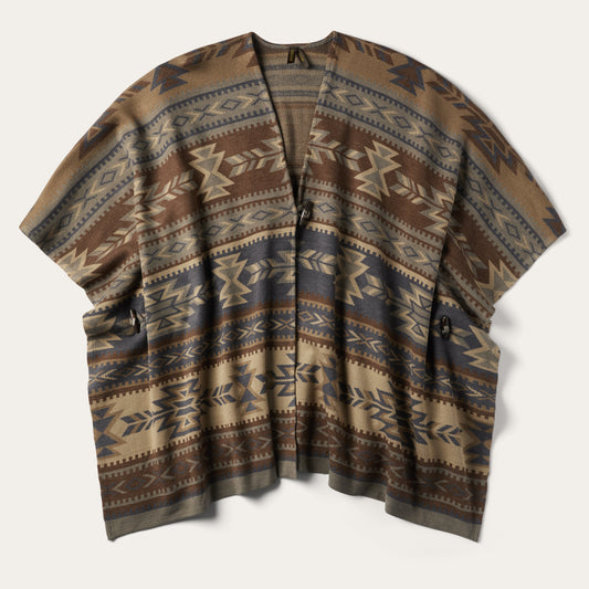 Aztec Print Sweater Poncho Multi