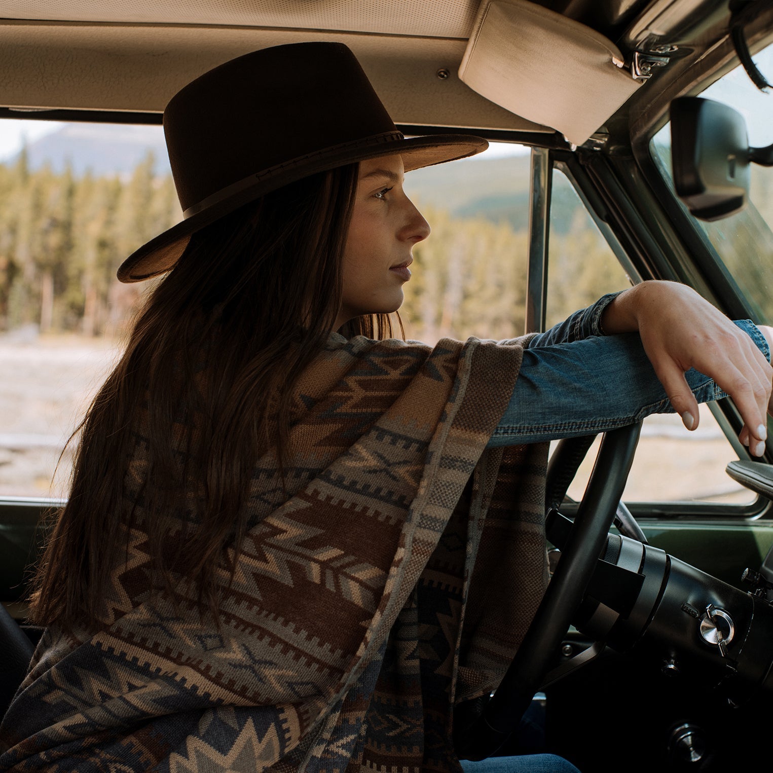 Aztec Print Sweater Poncho Multi