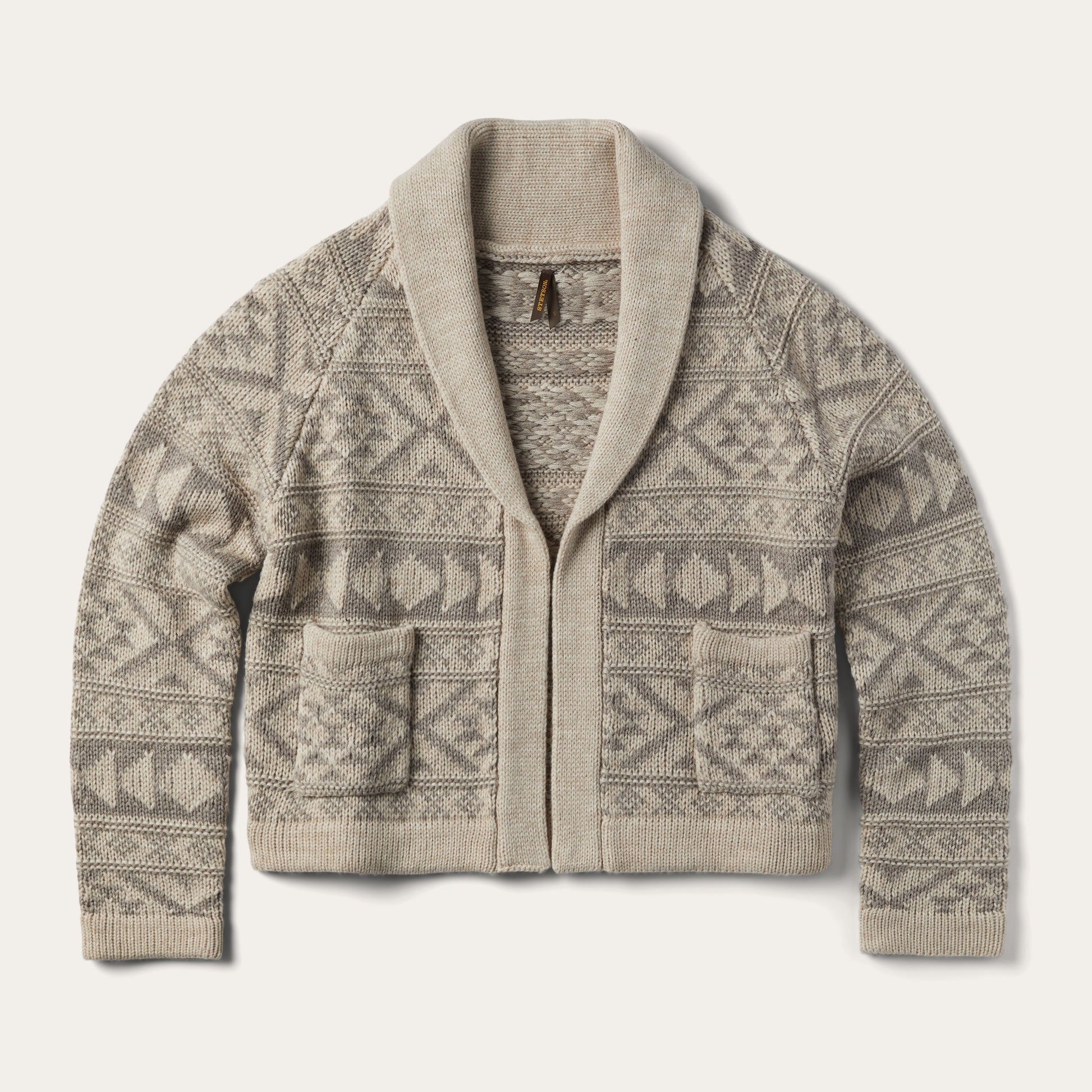 Cropped Shawl Collar Cardigan Brown