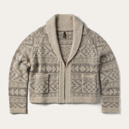 Cropped Shawl Collar Cardigan Brown
