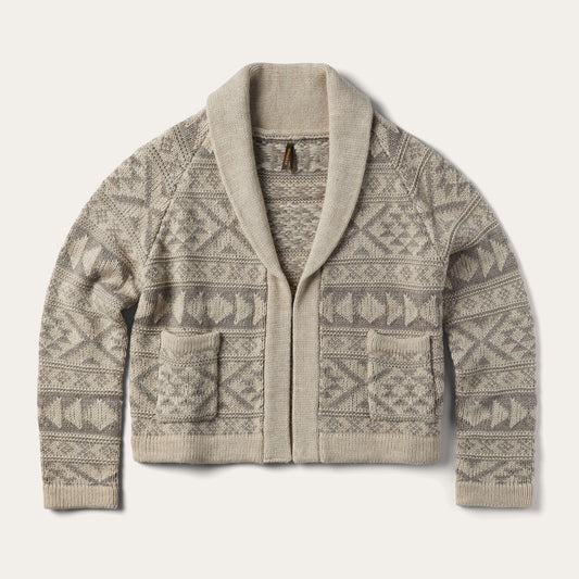 Cropped Shawl Collar Cardigan Brown