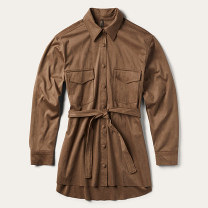 Khaki Suede Western Shirt Tan
