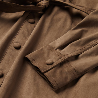 Khaki Suede Western Shirt Tan