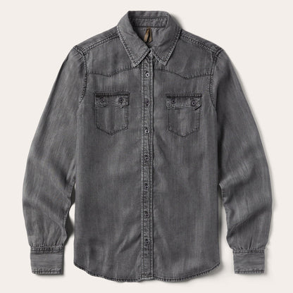 Boyfriend Fit Denim Shirt Washed Black