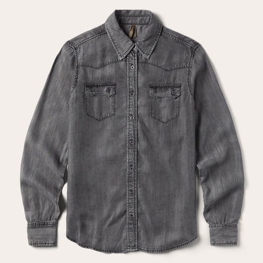 Boyfriend Fit Denim Shirt Washed Black