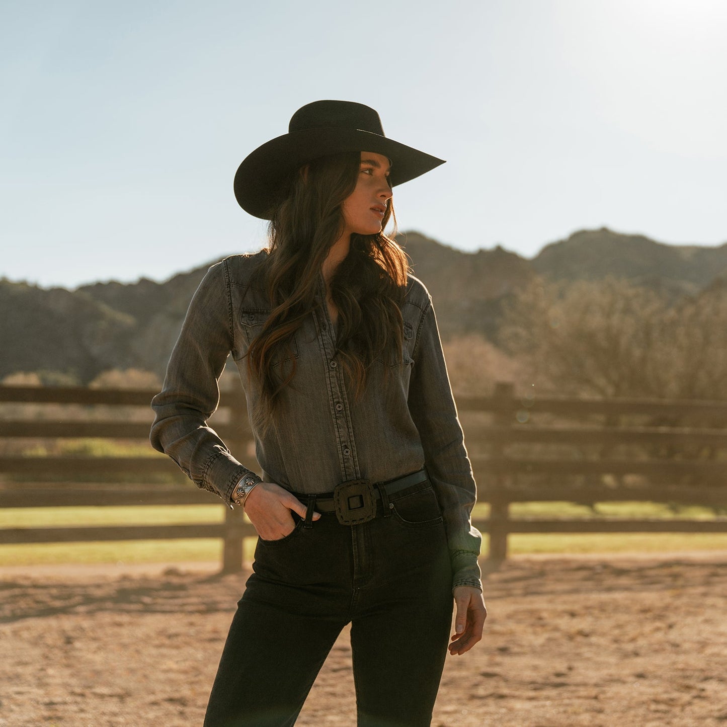 Boyfriend Fit Denim Shirt Washed Black
