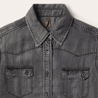 Boyfriend Fit Denim Shirt Washed Black