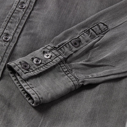 Boyfriend Fit Denim Shirt Washed Black