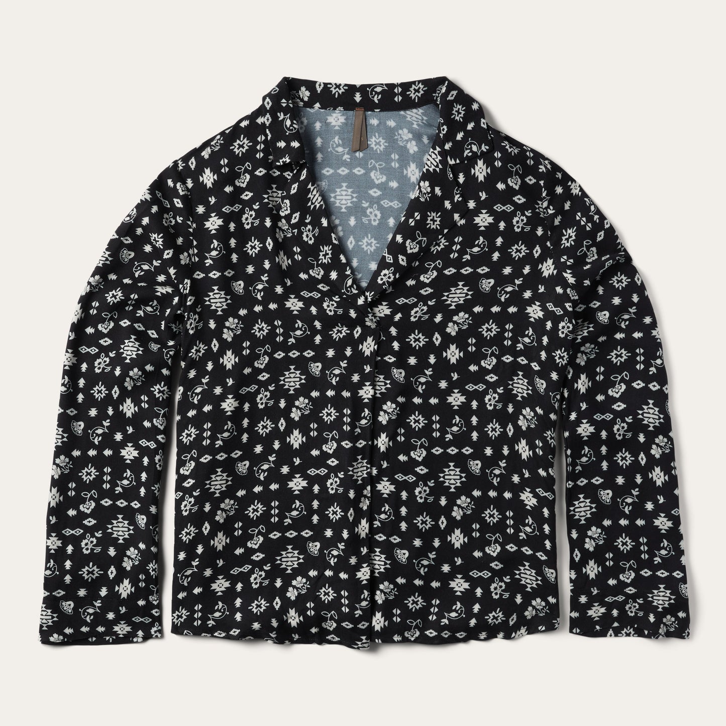 Southwestern Ditzy Print Blouse Black