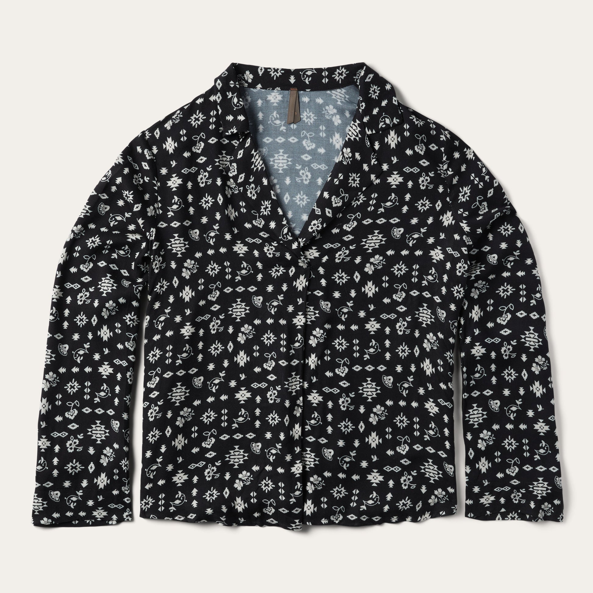 Southwestern Ditzy Print Blouse Black