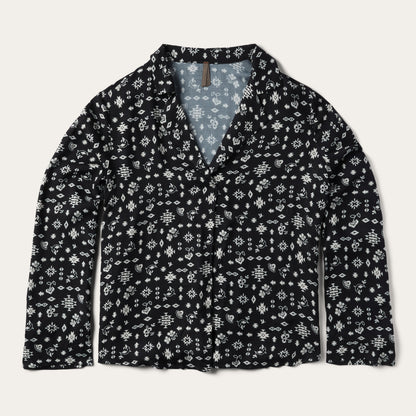 Southwestern Ditzy Print Blouse Black