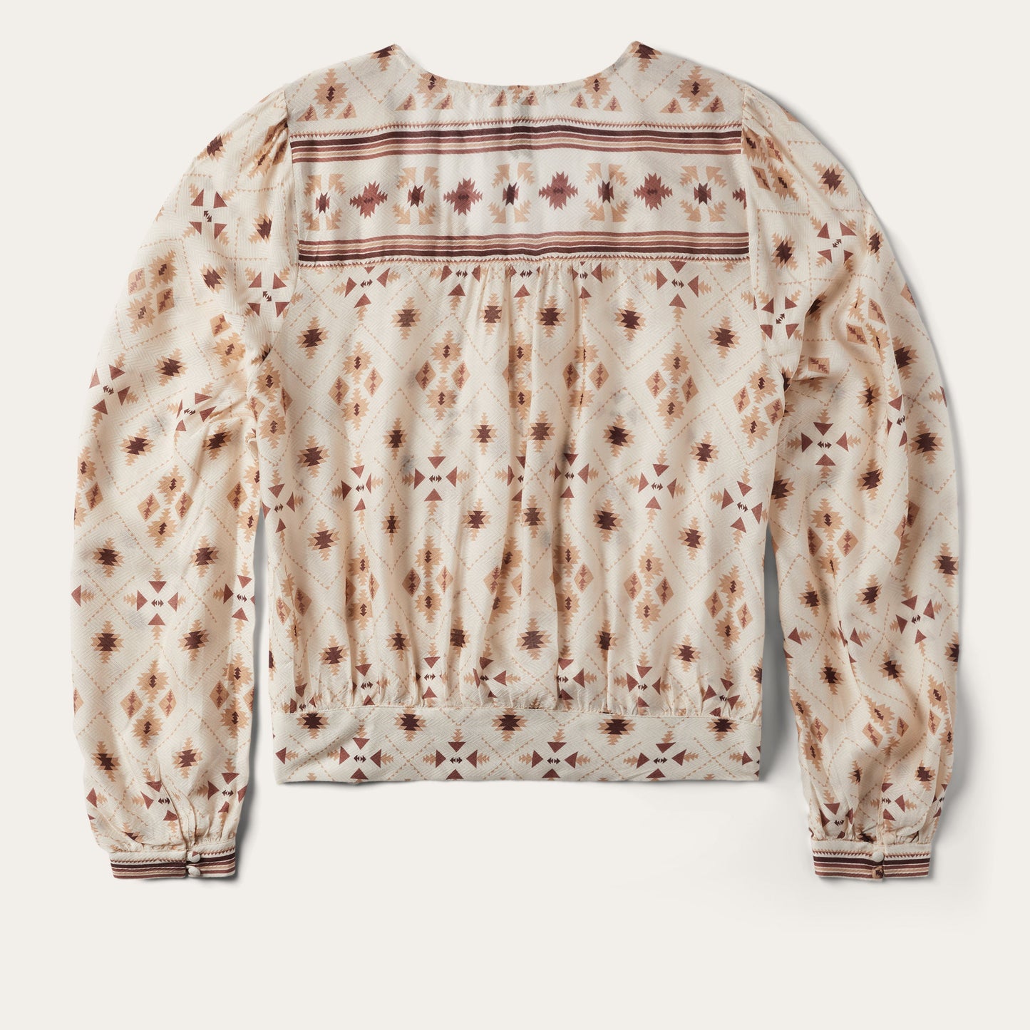 Gaucho Print Herringbone Blouse White