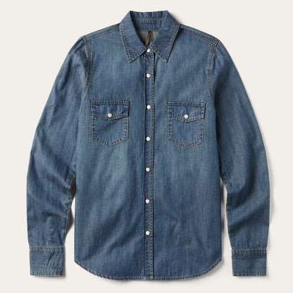 Boyfriend Fit Denim Shirt Blue