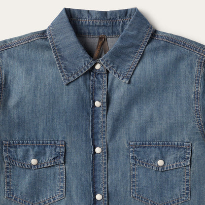 Boyfriend Fit Denim Shirt Blue