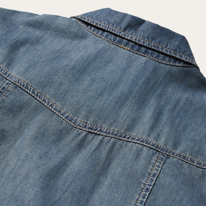 Boyfriend Fit Denim Shirt Blue