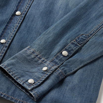 Boyfriend Fit Denim Shirt Blue