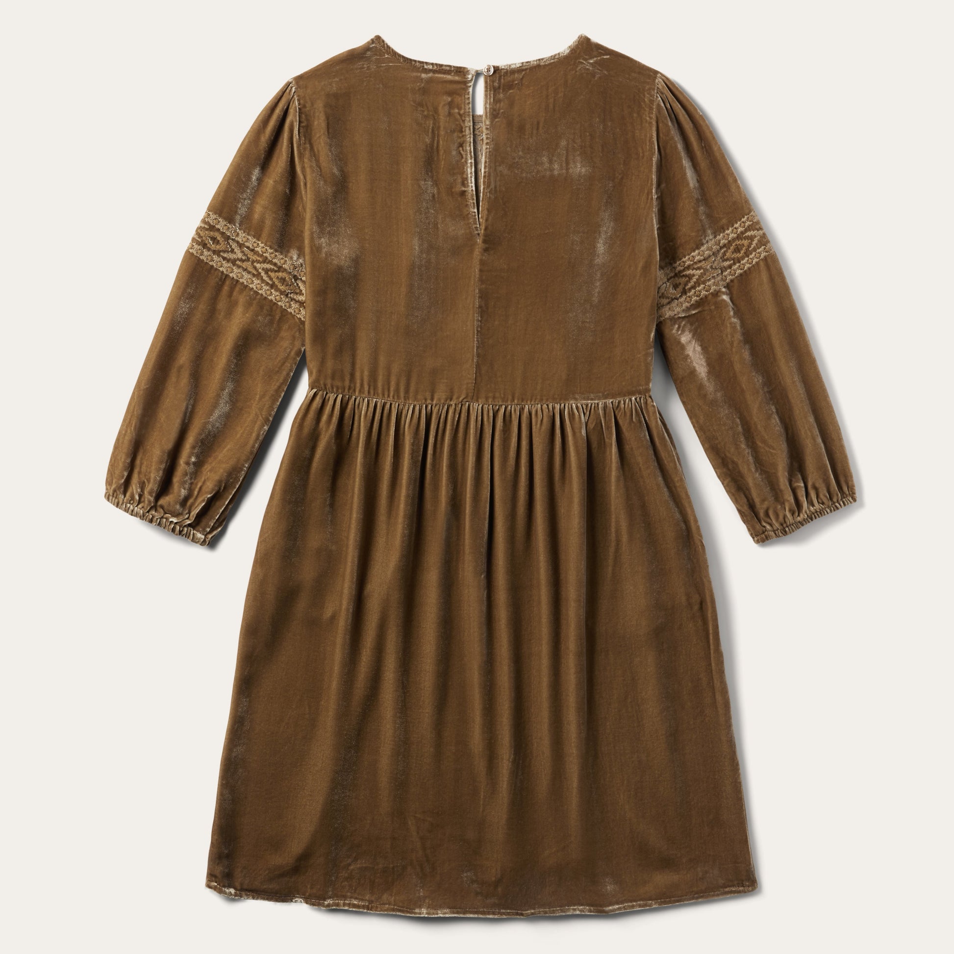 Khaki Velvet Babydoll Dress Copper