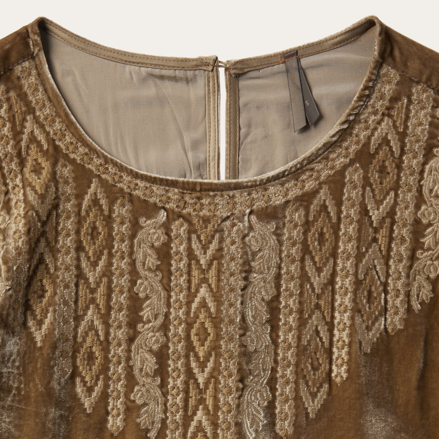 Khaki Velvet Babydoll Dress Copper