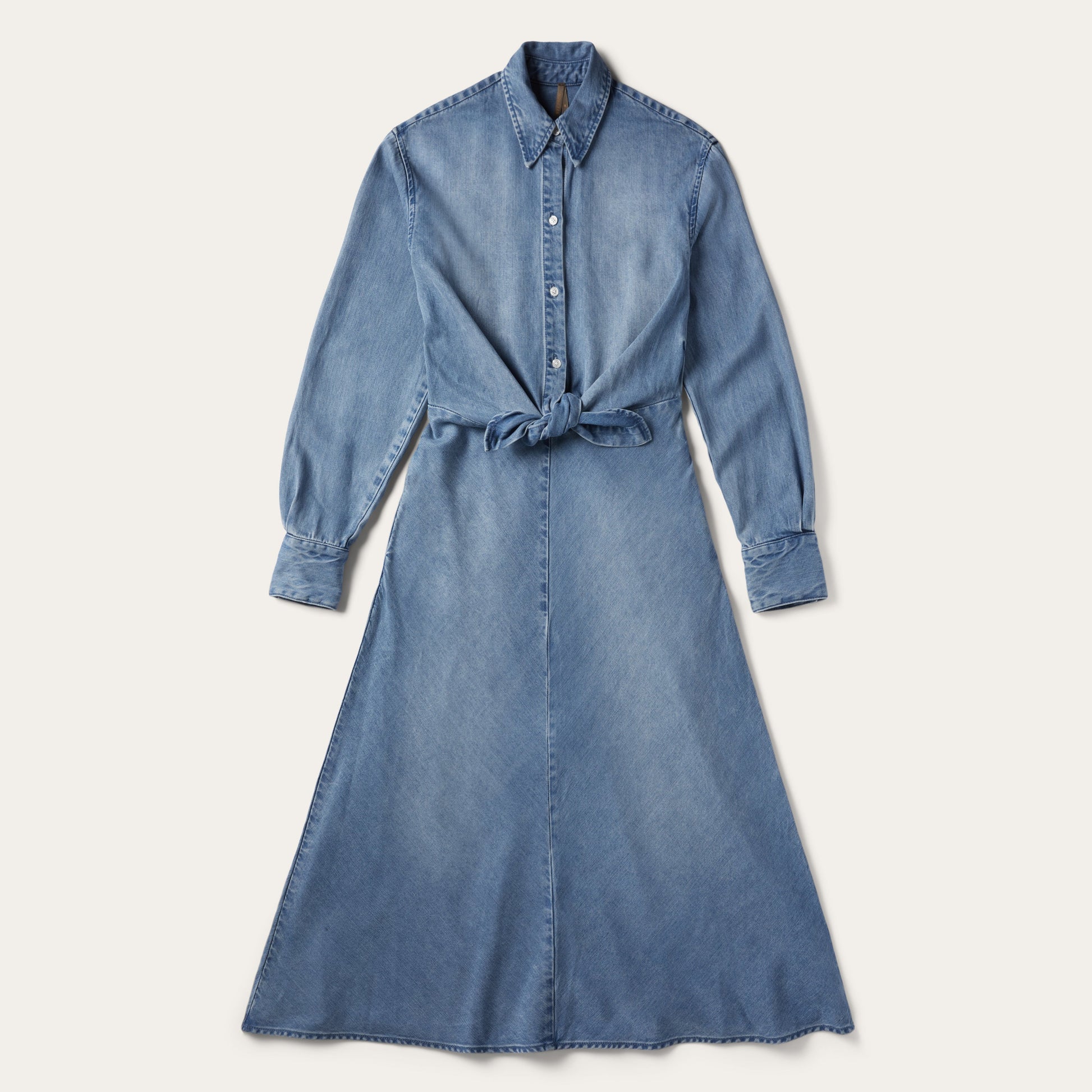 Denim Tie-Front Dress Blue