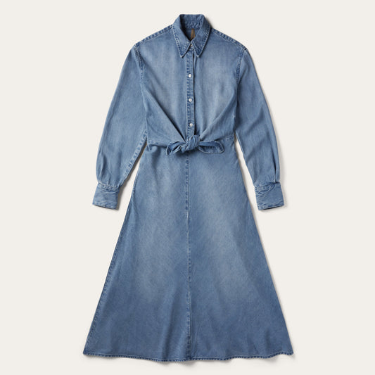 Denim Tie-Front Dress Blue