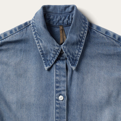 Denim Tie-Front Dress Blue