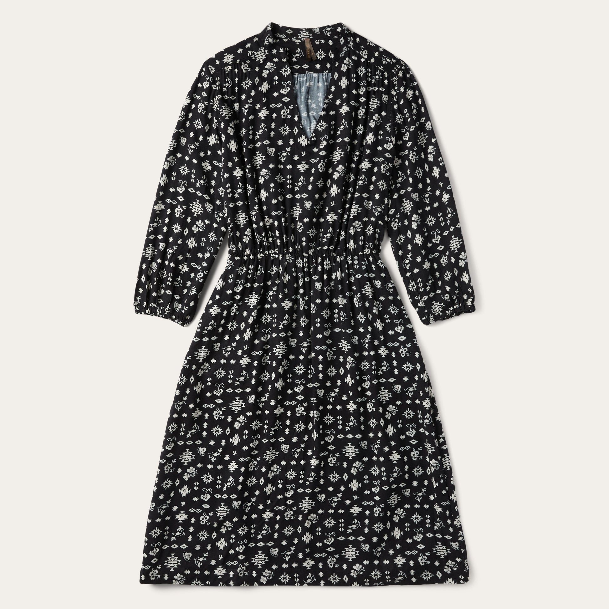 Southwestern Ditzy Print Dress Black