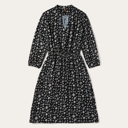 Southwestern Ditzy Print Dress Black