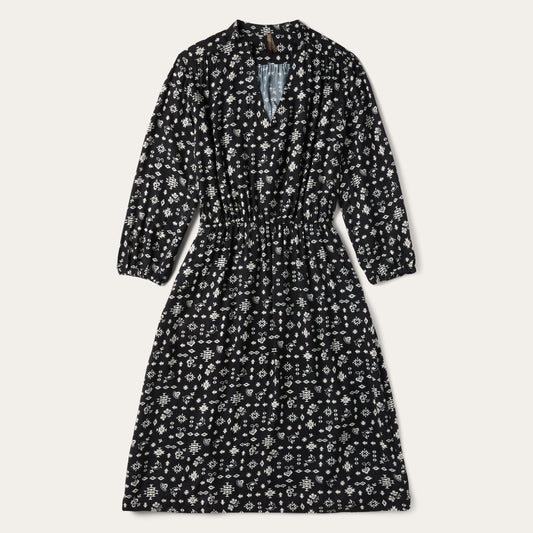 Southwestern Ditzy Print Dress Black