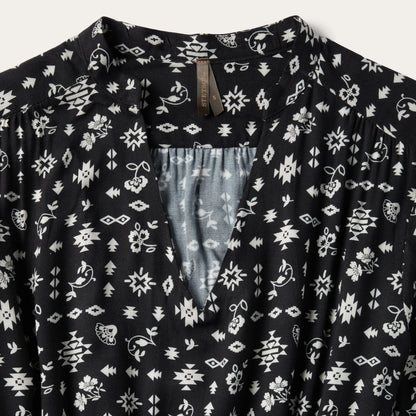 Southwestern Ditzy Print Dress Black