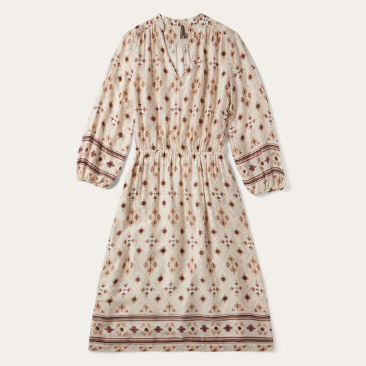 Gaucho Herringbone Dress White