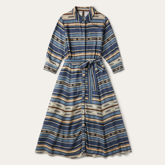 Indigo Serape Print Dress Blue
