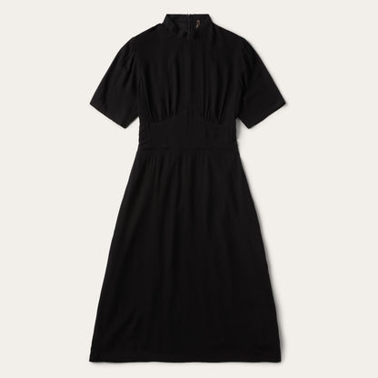 Black Herringbone Twill Midi Dress Black