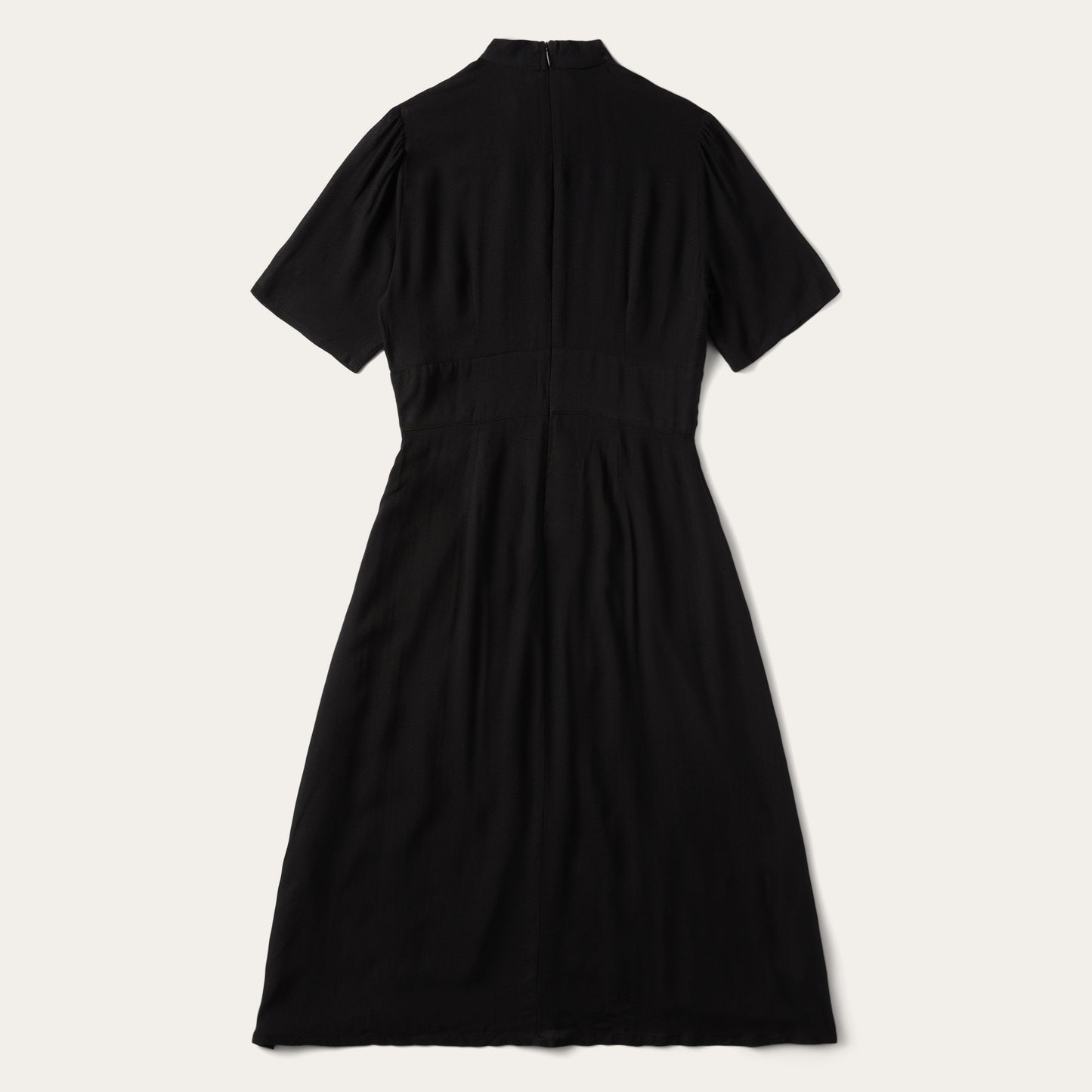 Black Herringbone Twill Midi Dress Black