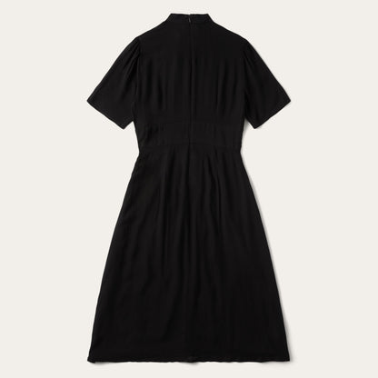 Black Herringbone Twill Midi Dress Black