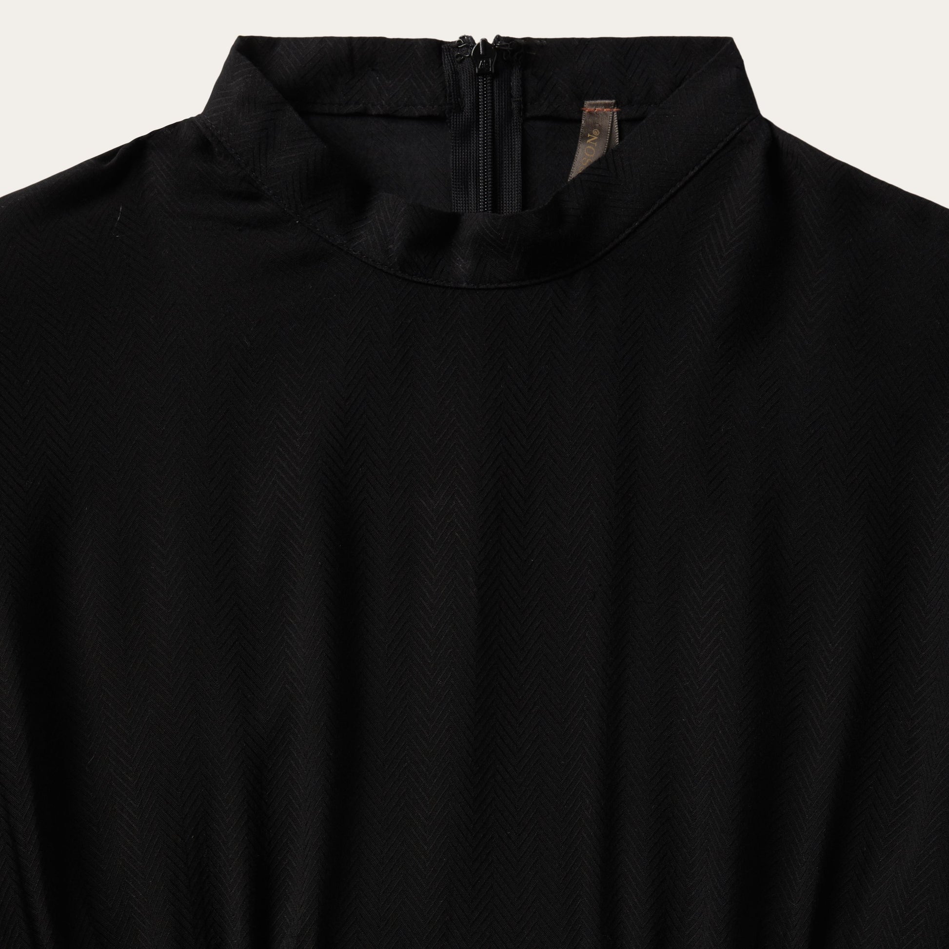 Black Herringbone Twill Midi Dress Black