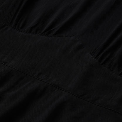 Black Herringbone Twill Midi Dress Black