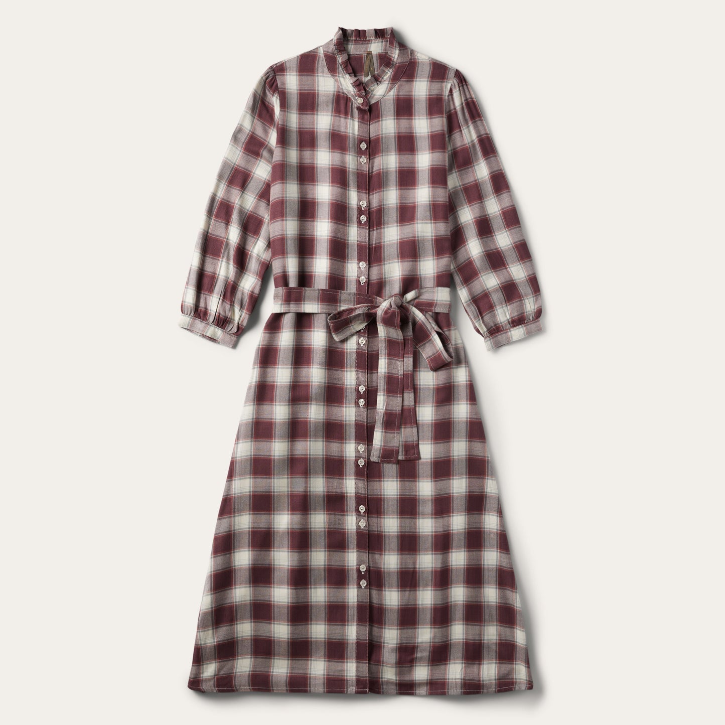 Gaucho Plaid Prairie Shirt Dress Wine