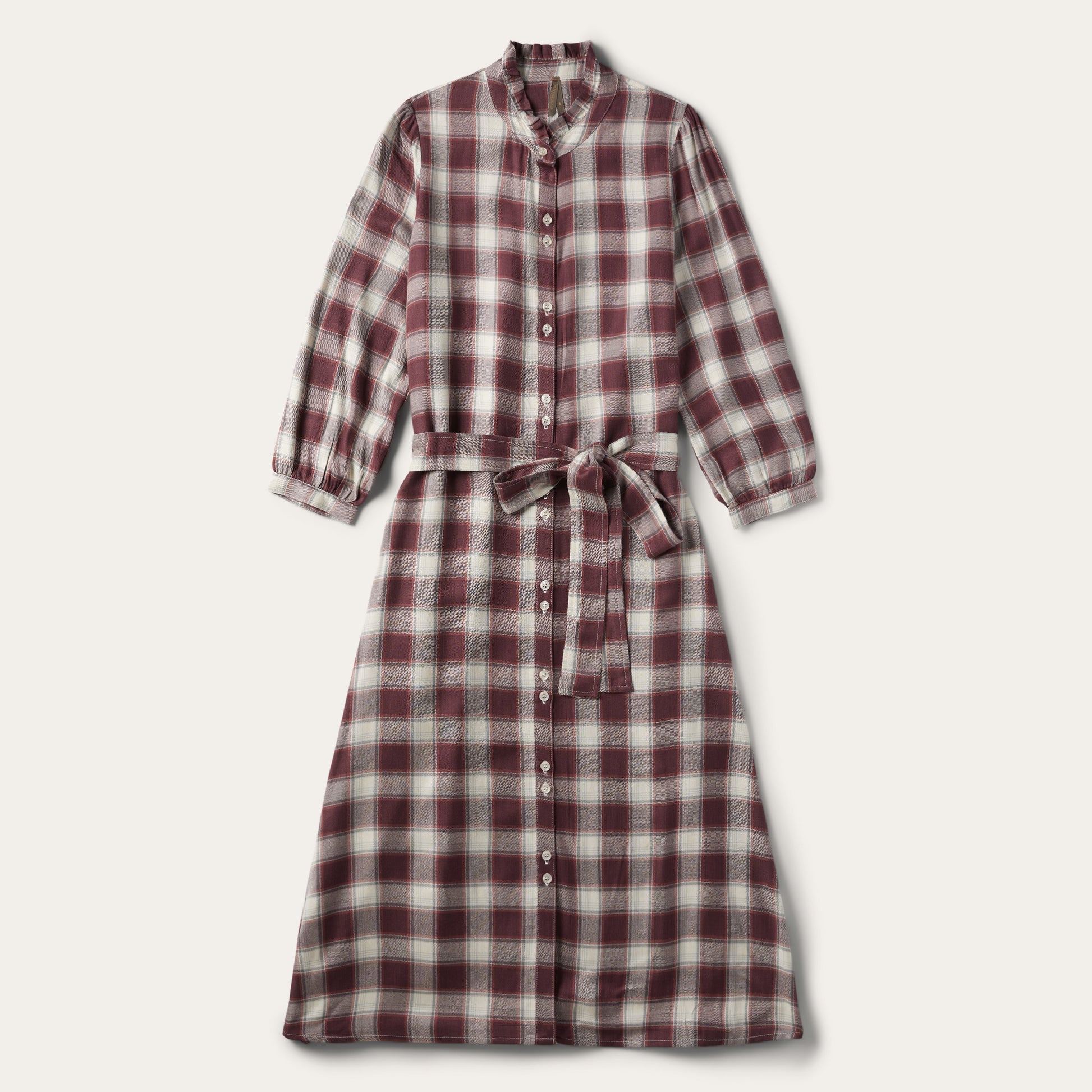 Gaucho Plaid Prairie Shirt Dress Wine