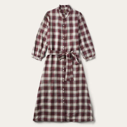 Gaucho Plaid Prairie Shirt Dress Wine