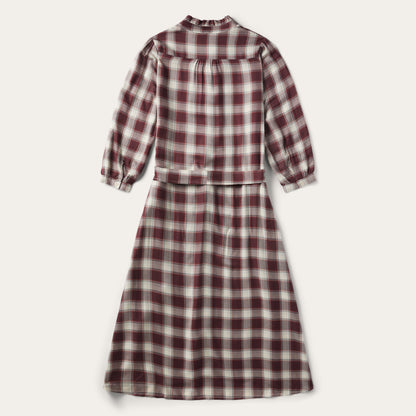 Gaucho Plaid Prairie Shirt Dress Wine