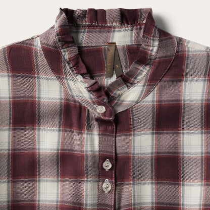 Gaucho Plaid Prairie Shirt Dress Wine