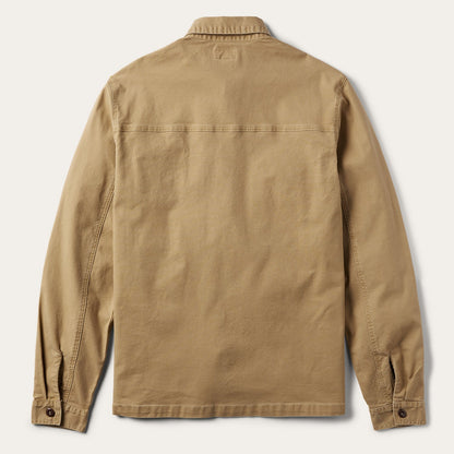 Camel Stretch Canvas Shirt Jacket Brown