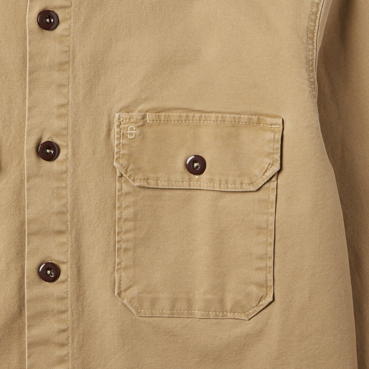 Camel Stretch Canvas Shirt Jacket Brown