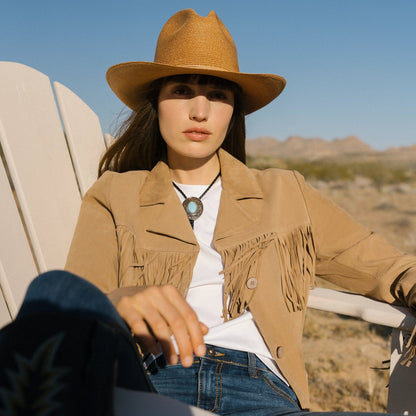 Fringe Suede Jacket Light Tan