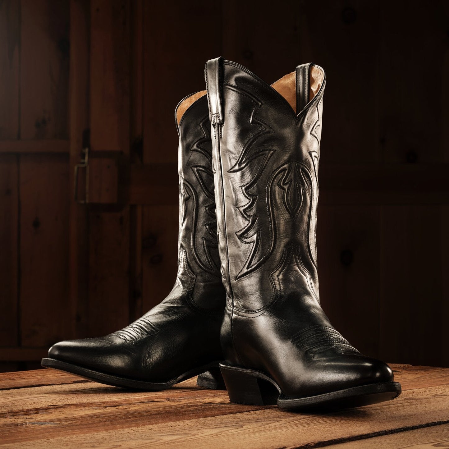 Ames Corded & Burnished Leather Boot Black