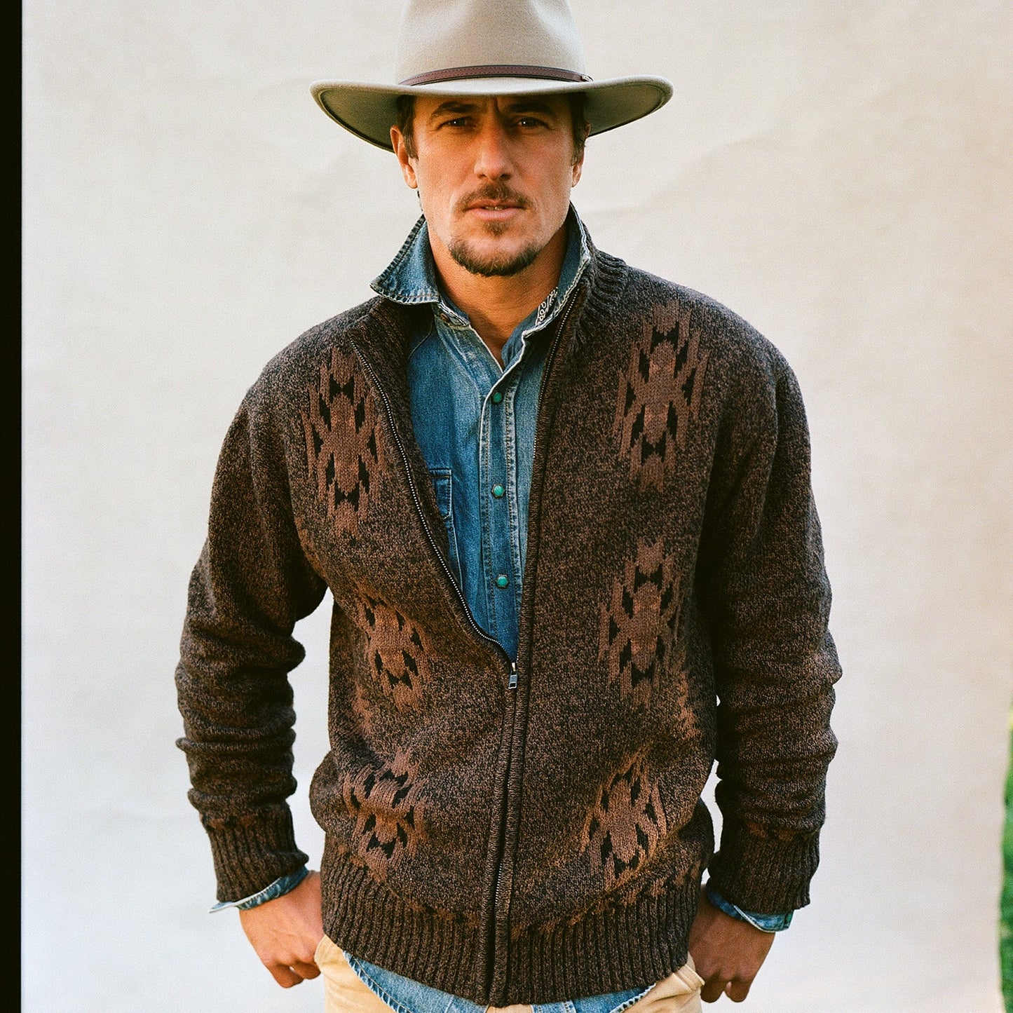 Vertical Aztec Cardigan Brown