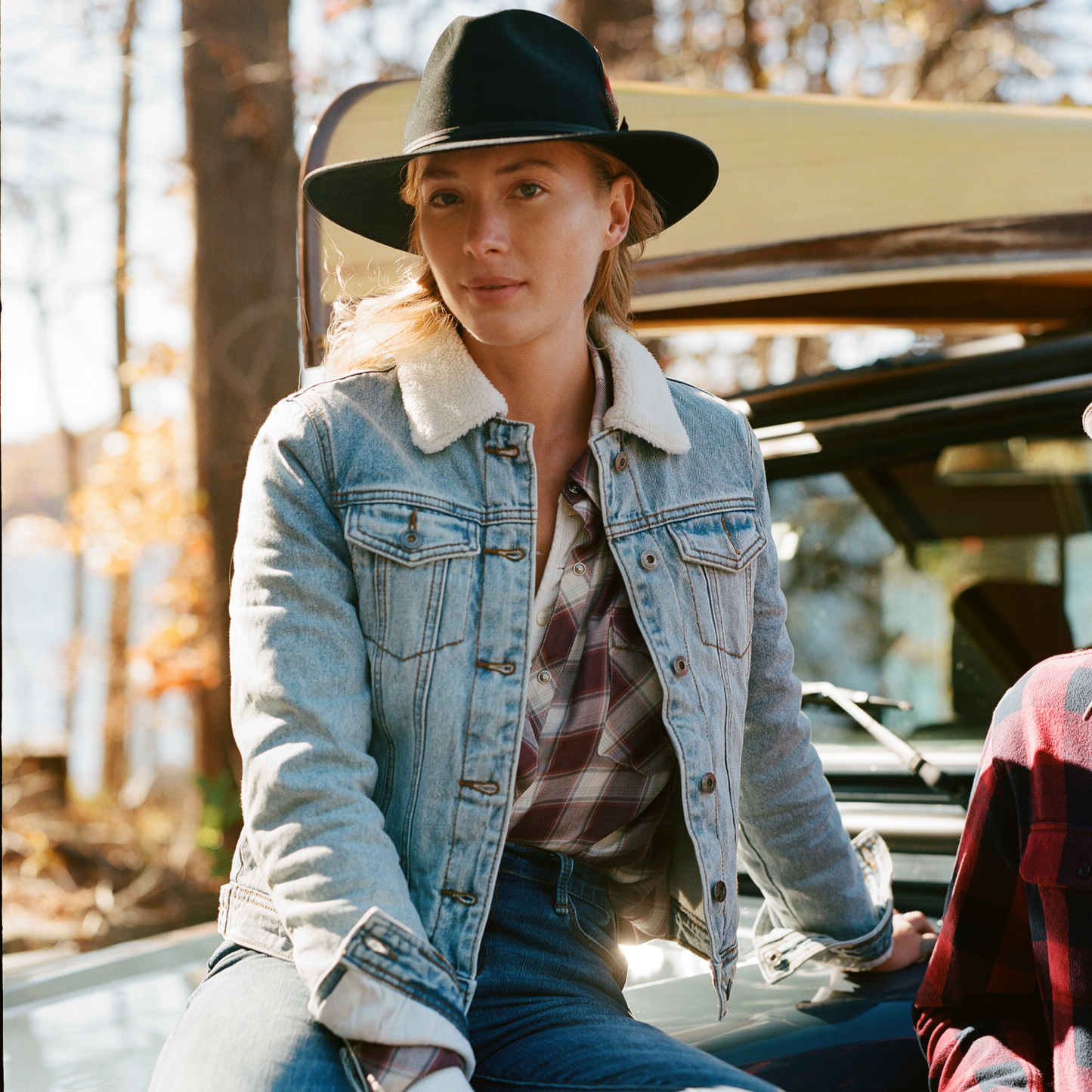 Denim Sherpa Lined Jacket Blue