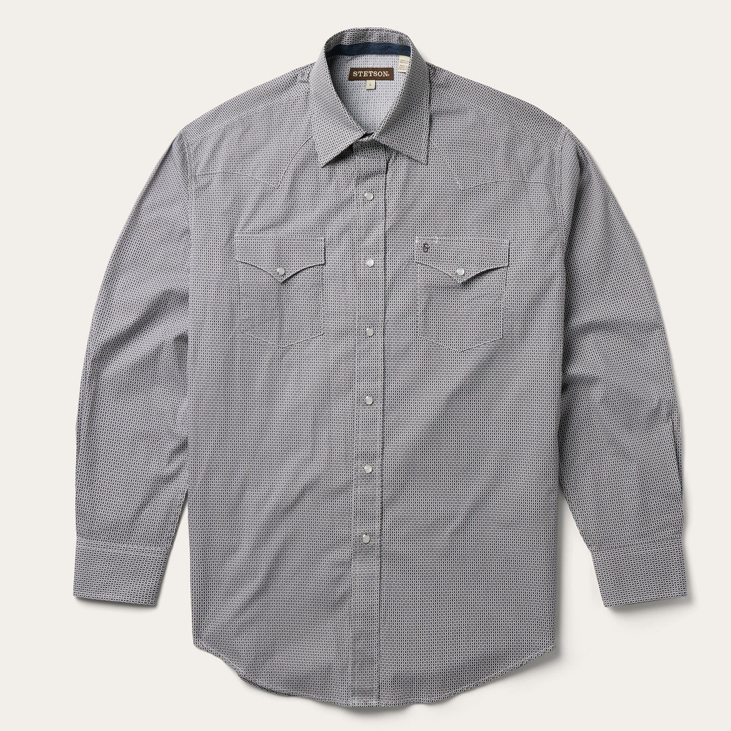 Grey Geo Print Western Shirt Grey